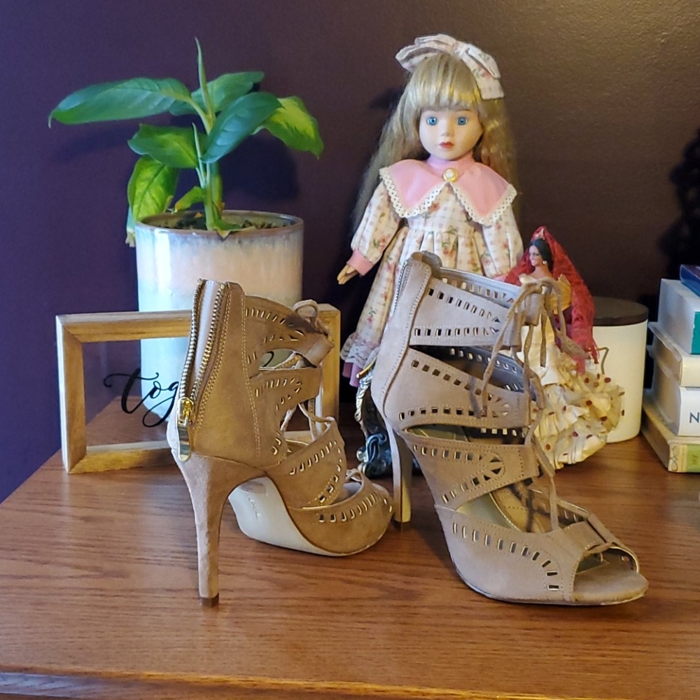 Tan lace up heels